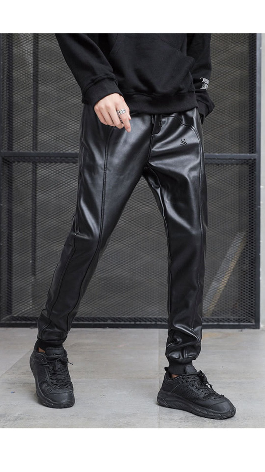Suldinum - Pu Leather Joggers for Men - Sarman Fashion - Wholesale Clothing Fashion Brand for Men from Canada