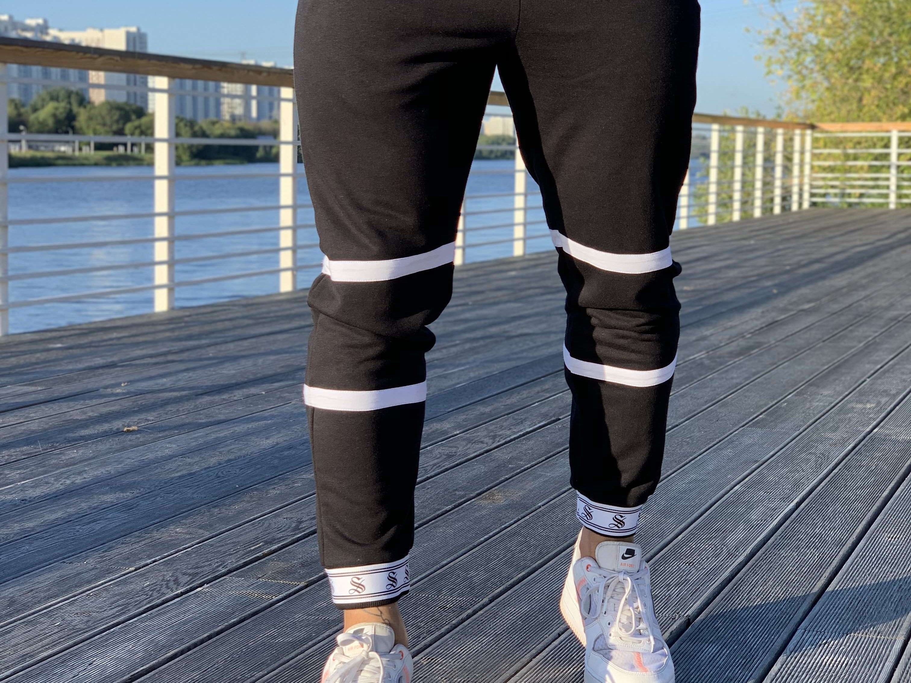 Time - Black/White Joggers for Men (PRE-ORDER DISPATCH DATE 1 JUIN 2021) - Sarman Fashion - Wholesale Clothing Fashion Brand for Men from Canada