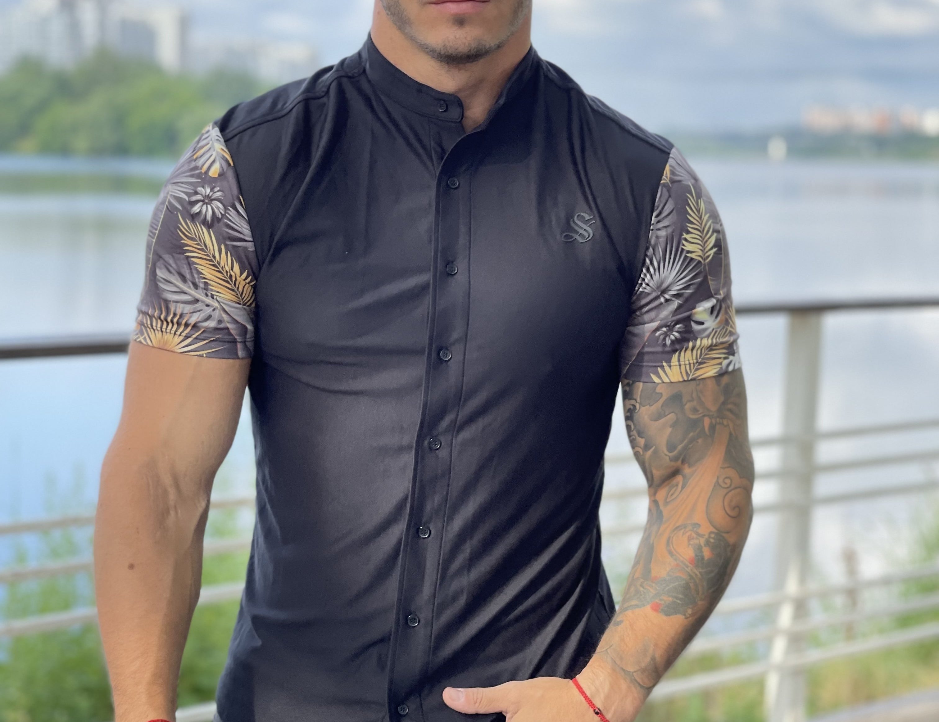 Tropican - Black Shirt for Men (PRE-ORDER DISPATCH DATE 1 JULY 2022) - Sarman Fashion - Wholesale Clothing Fashion Brand for Men from Canada