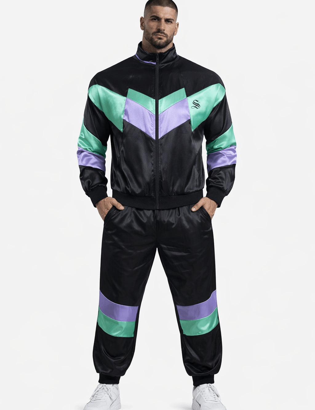 80sBacK 2 - Complete Set - Long Sleeves Track Tops & Joggers for Men - Sarman Fashion - Wholesale Clothing Fashion Brand for Men from Canada