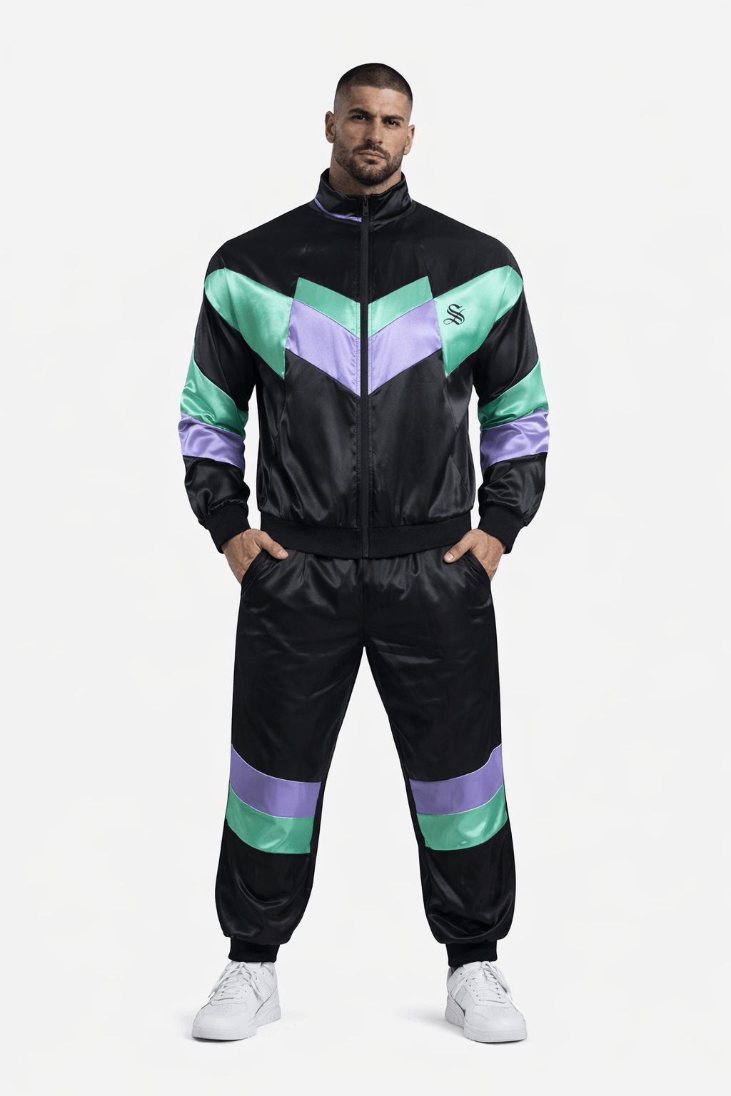 80sBacK 2 - Complete Set - Long Sleeves Track Tops & Joggers for Men - Sarman Fashion - Wholesale Clothing Fashion Brand for Men from Canada