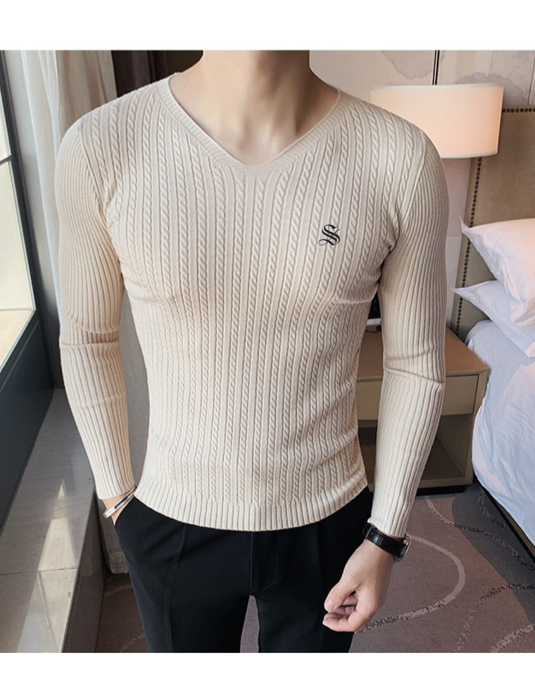 Blumio 2 - V-Neck Long Sleeve Shirt for Men