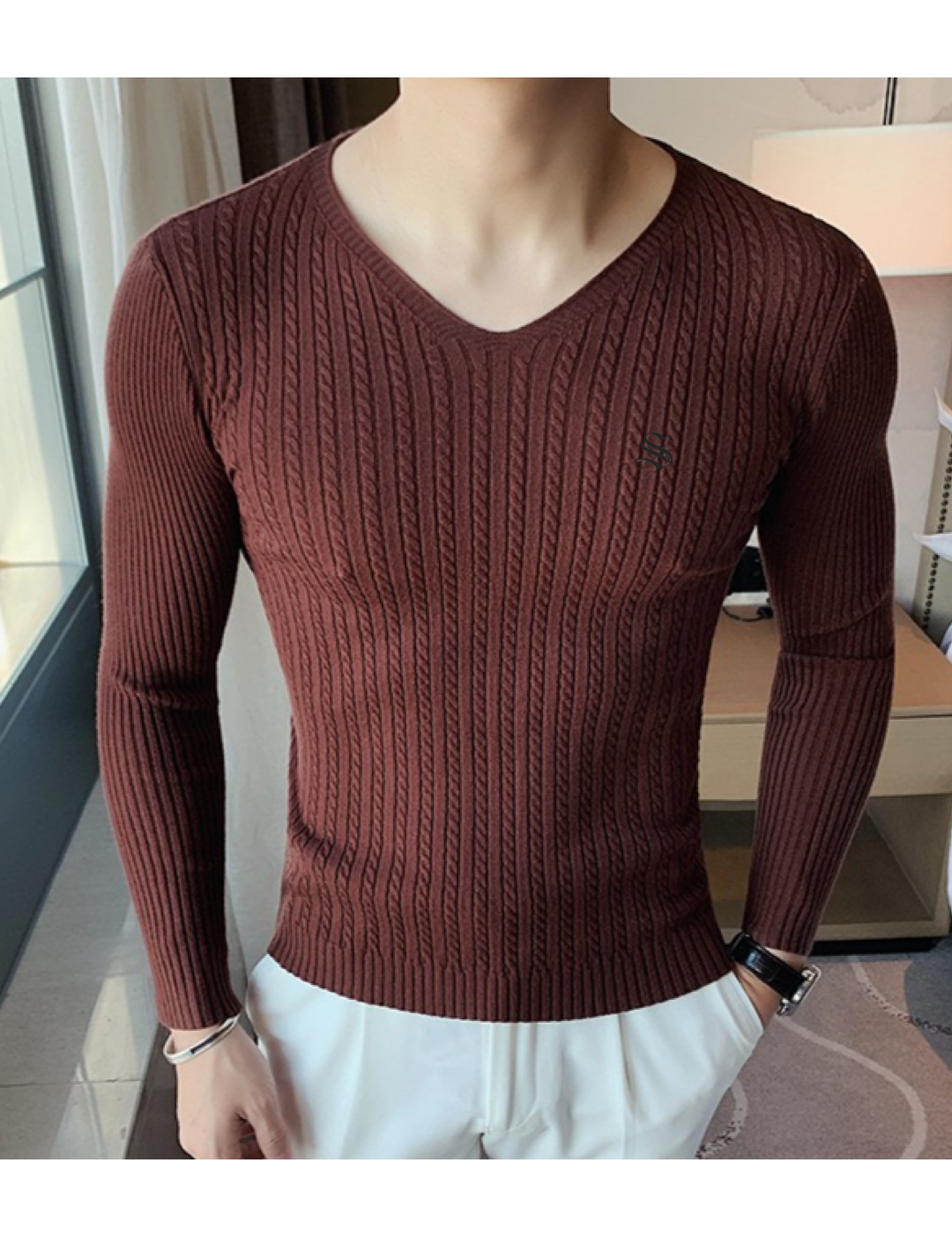 Blumio 2 - V-Neck Long Sleeve Shirt for Men