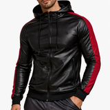 Vkuna - Pu Leather Hoodie for Men