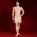Roha - Men’s Glossy Lace-Trim Mini Dress