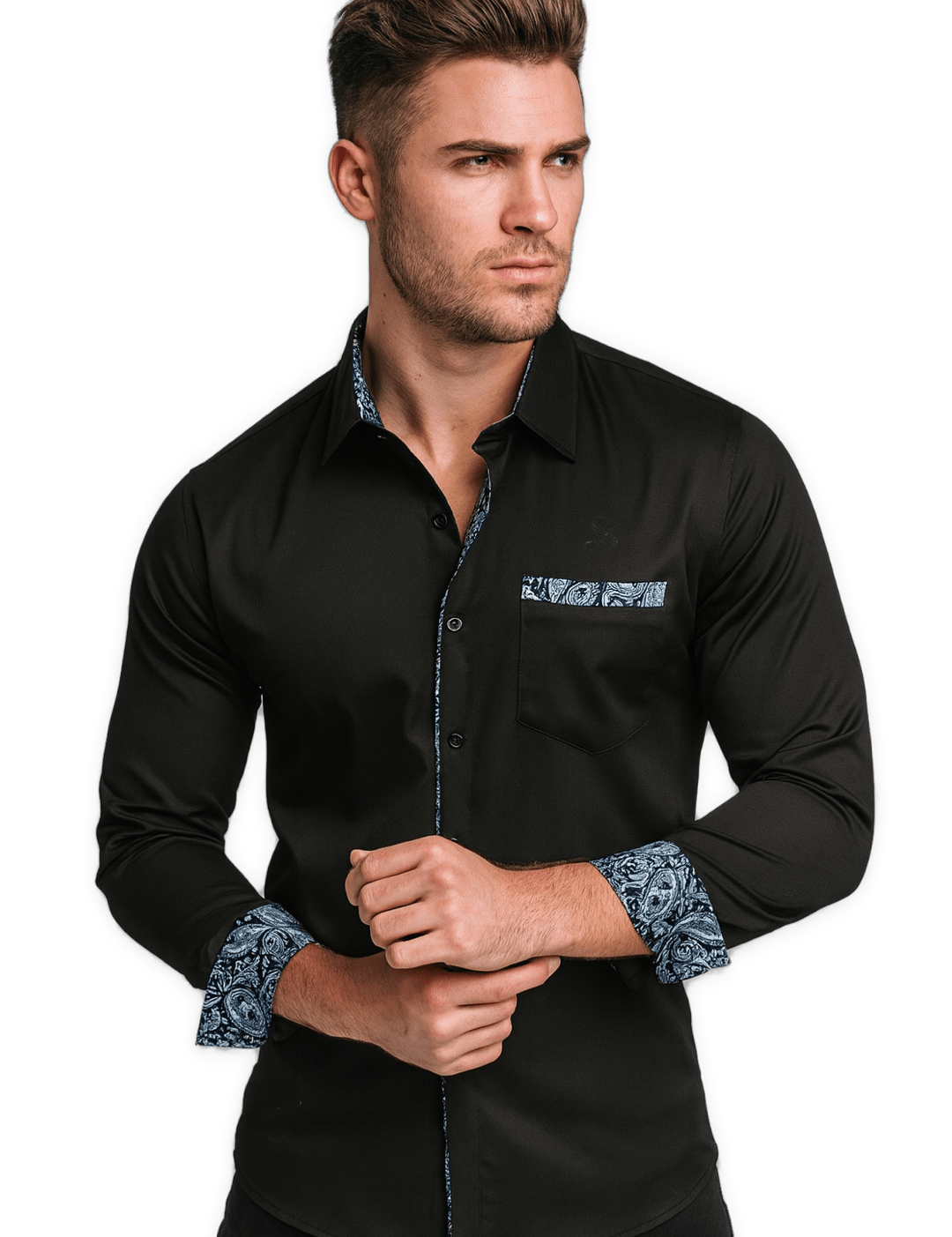 Alovo - Long Sleeves Shirt for Men - Sarman Fashion - Wholesale Clothing Fashion Brand for Men from Canada
