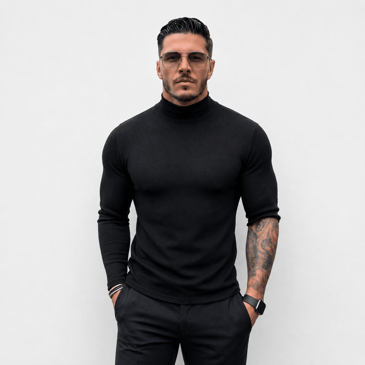 Amsterdam 2 - Black Long Sleeve shirt for Men - Sarman Fashion - Wholesale Clothing Fashion Brand for Men from Canada