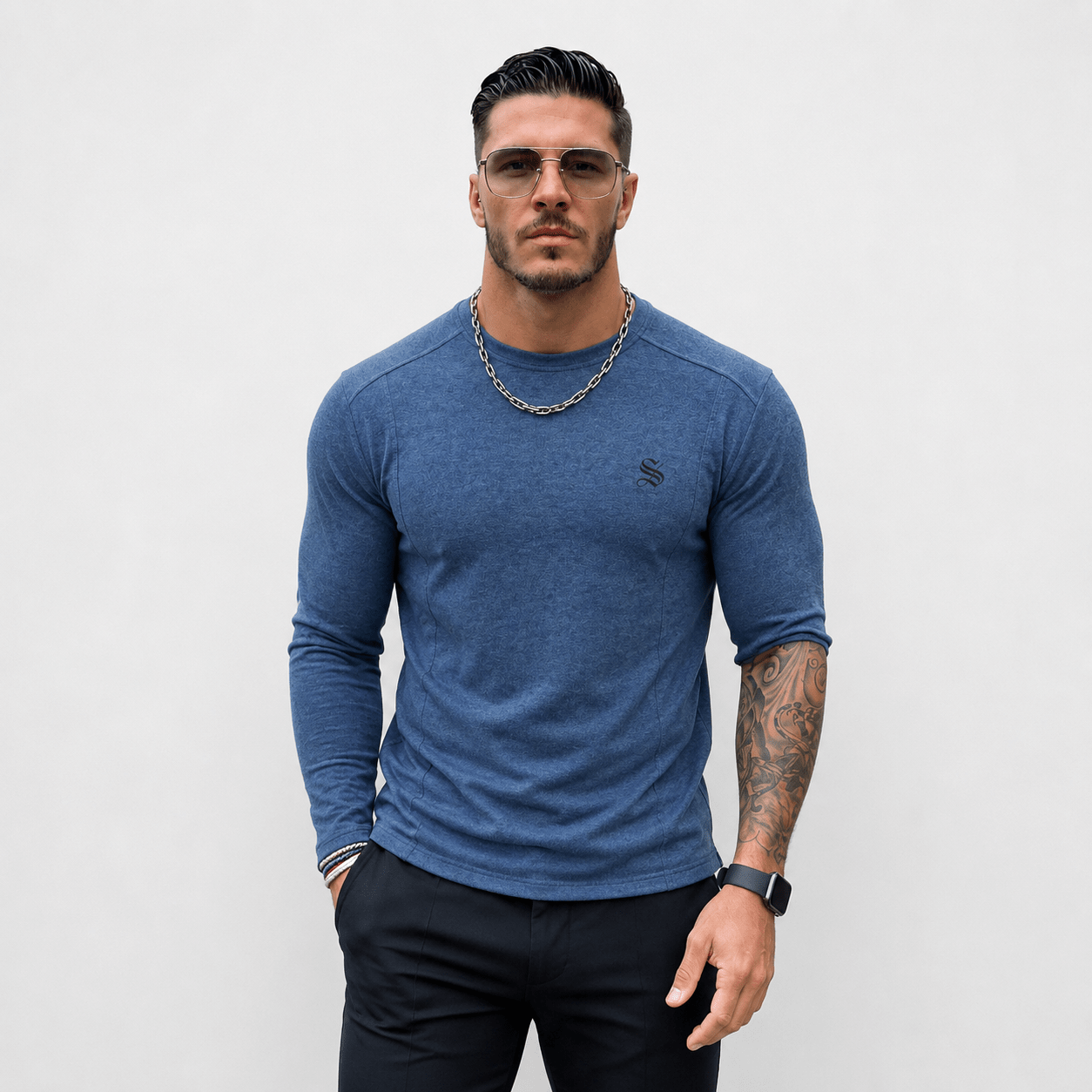 Amsterdam 3 - Black Long Sleeve shirt for Men - Sarman Fashion - Wholesale Clothing Fashion Brand for Men from Canada