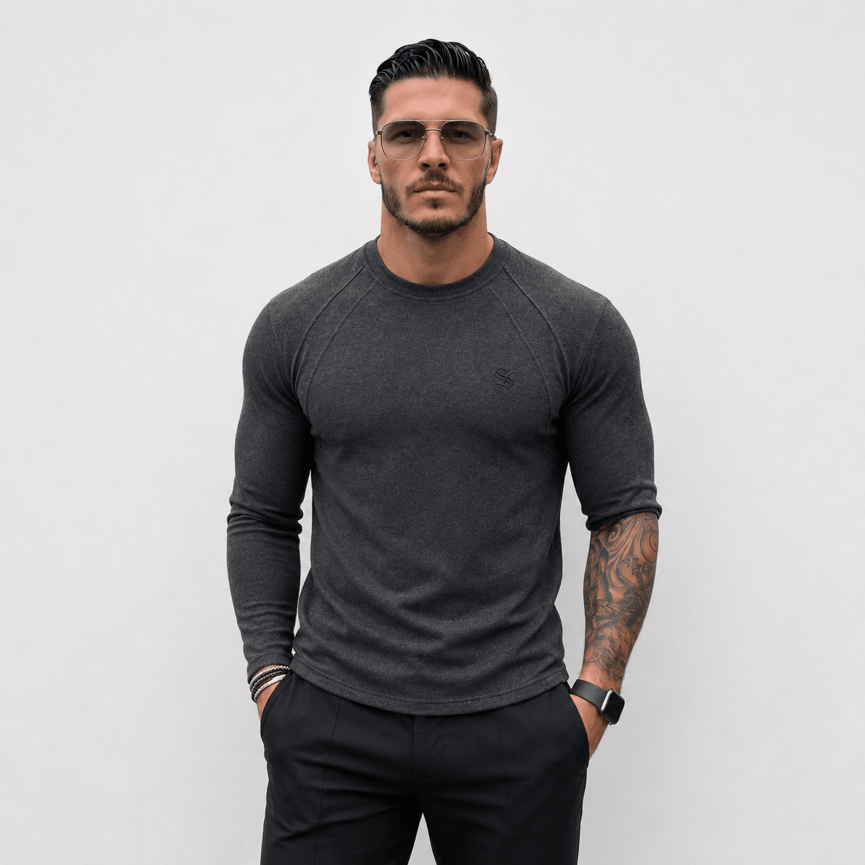 Amsterdam 4 - Black Long Sleeve shirt for Men - Sarman Fashion - Wholesale Clothing Fashion Brand for Men from Canada