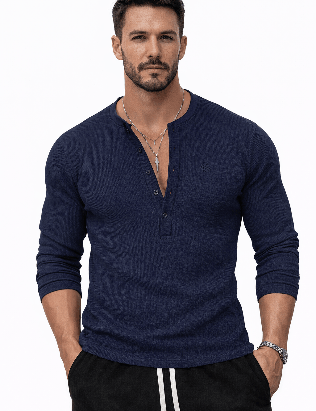 Ankara - Long V - Neck Shirt for Men - Sarman Fashion - Wholesale Clothing Fashion Brand for Men from Canada