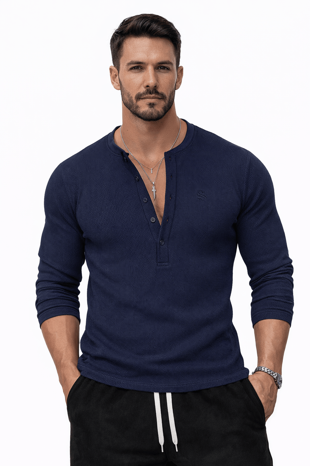 Ankara - Long V - Neck Shirt for Men - Sarman Fashion - Wholesale Clothing Fashion Brand for Men from Canada