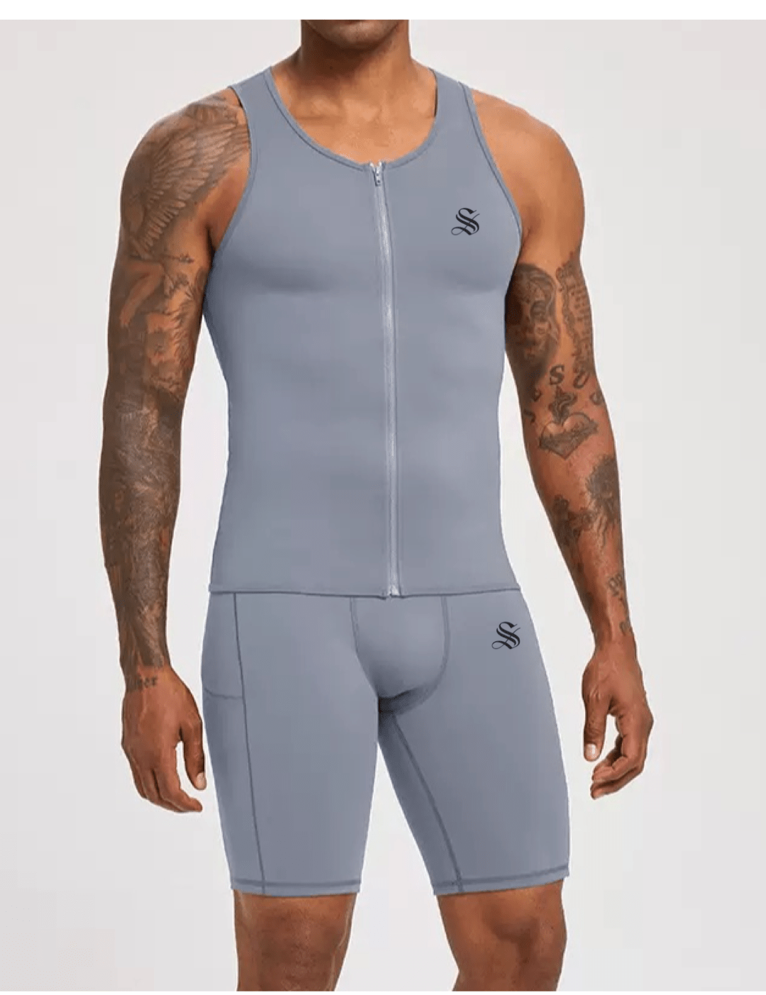 Atlan - Tank Top & Shorts Leggings for Men Complete Set - Sarman Fashion - Wholesale Clothing Fashion Brand for Men from Canada