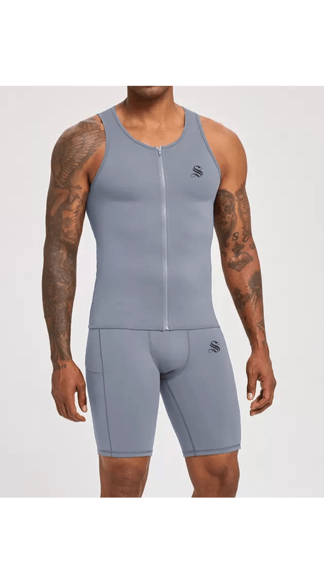 Atlan - Tank Top & Shorts Leggings for Men Complete Set - Sarman Fashion - Wholesale Clothing Fashion Brand for Men from Canada