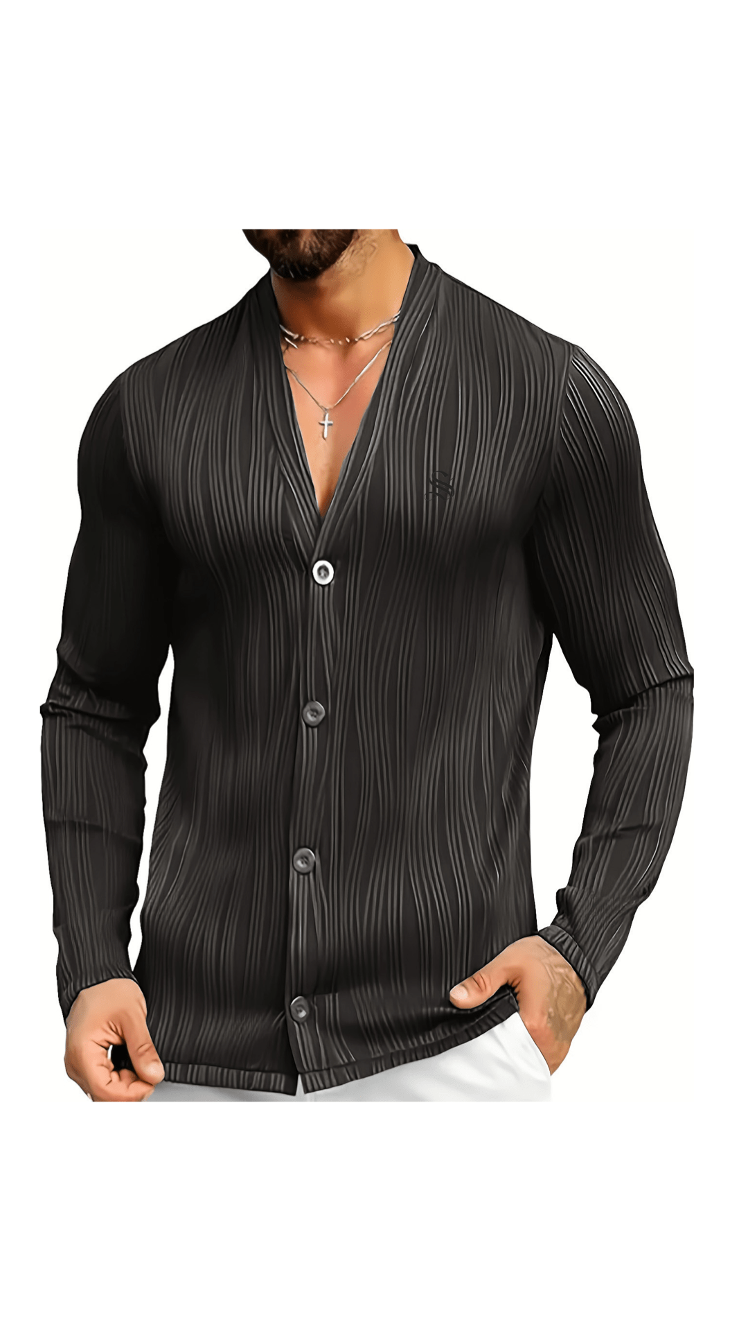Bakag 2 - Long V - Neck Shirt for Men - Sarman Fashion - Wholesale Clothing Fashion Brand for Men from Canada