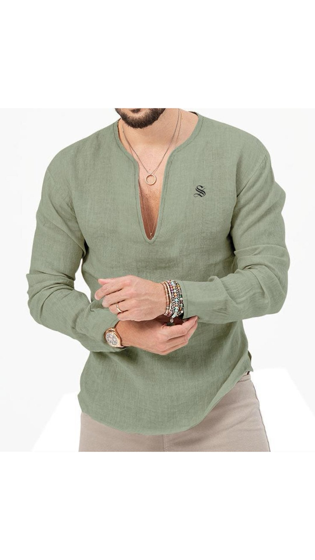 Bakag 2 - Long V - Neck Shirt for Men - Sarman Fashion - Wholesale Clothing Fashion Brand for Men from Canada
