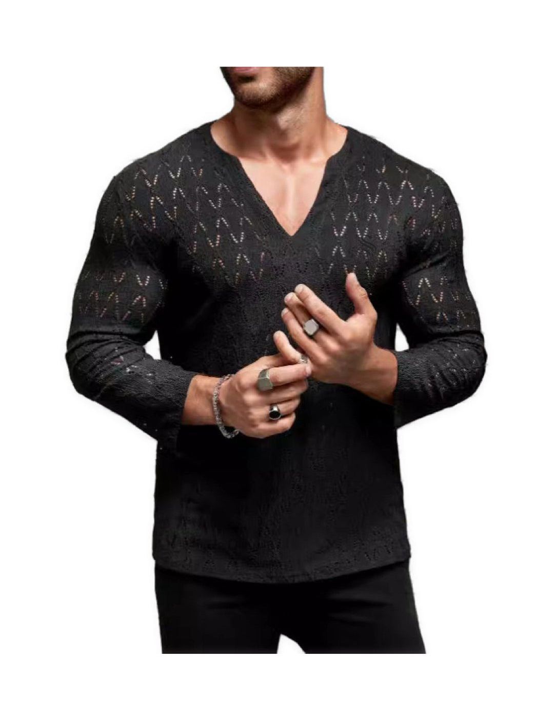 Bakag - Long V - Neck Shirt for Men - Sarman Fashion - Wholesale Clothing Fashion Brand for Men from Canada