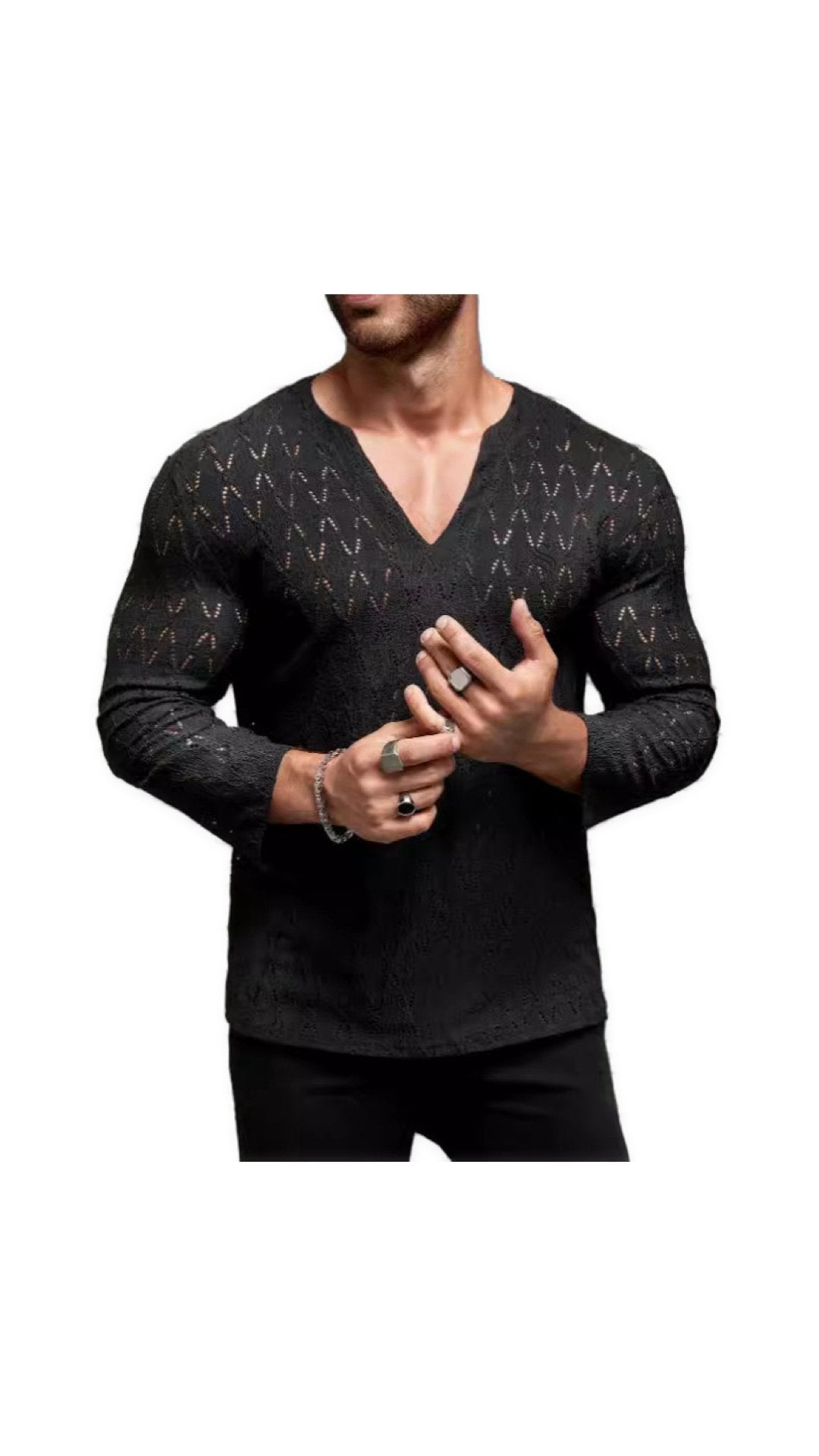 Bakag - Long V - Neck Shirt for Men - Sarman Fashion - Wholesale Clothing Fashion Brand for Men from Canada