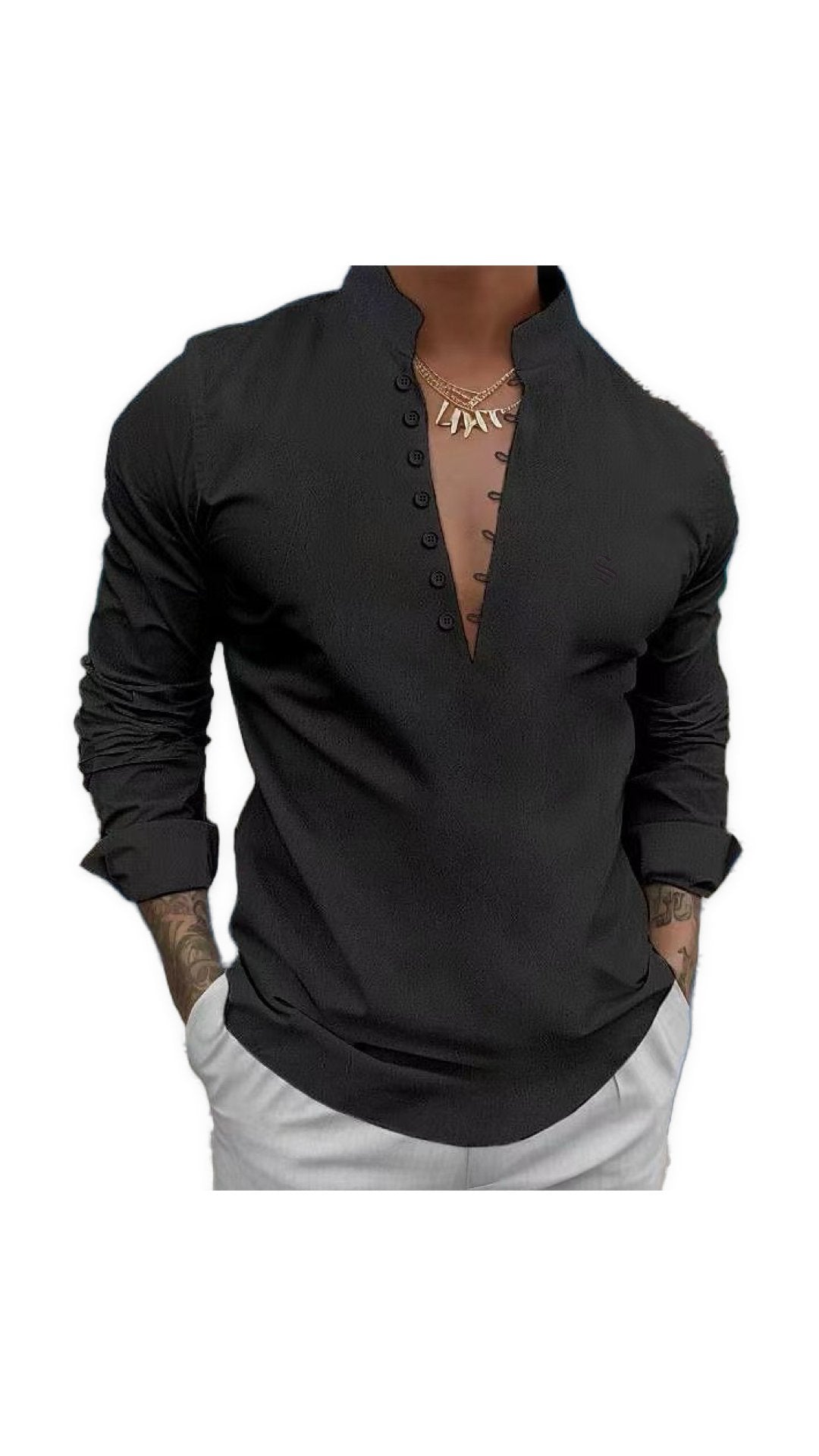 Bakagua - Long V - Neck Shirt for Men - Sarman Fashion - Wholesale Clothing Fashion Brand for Men from Canada