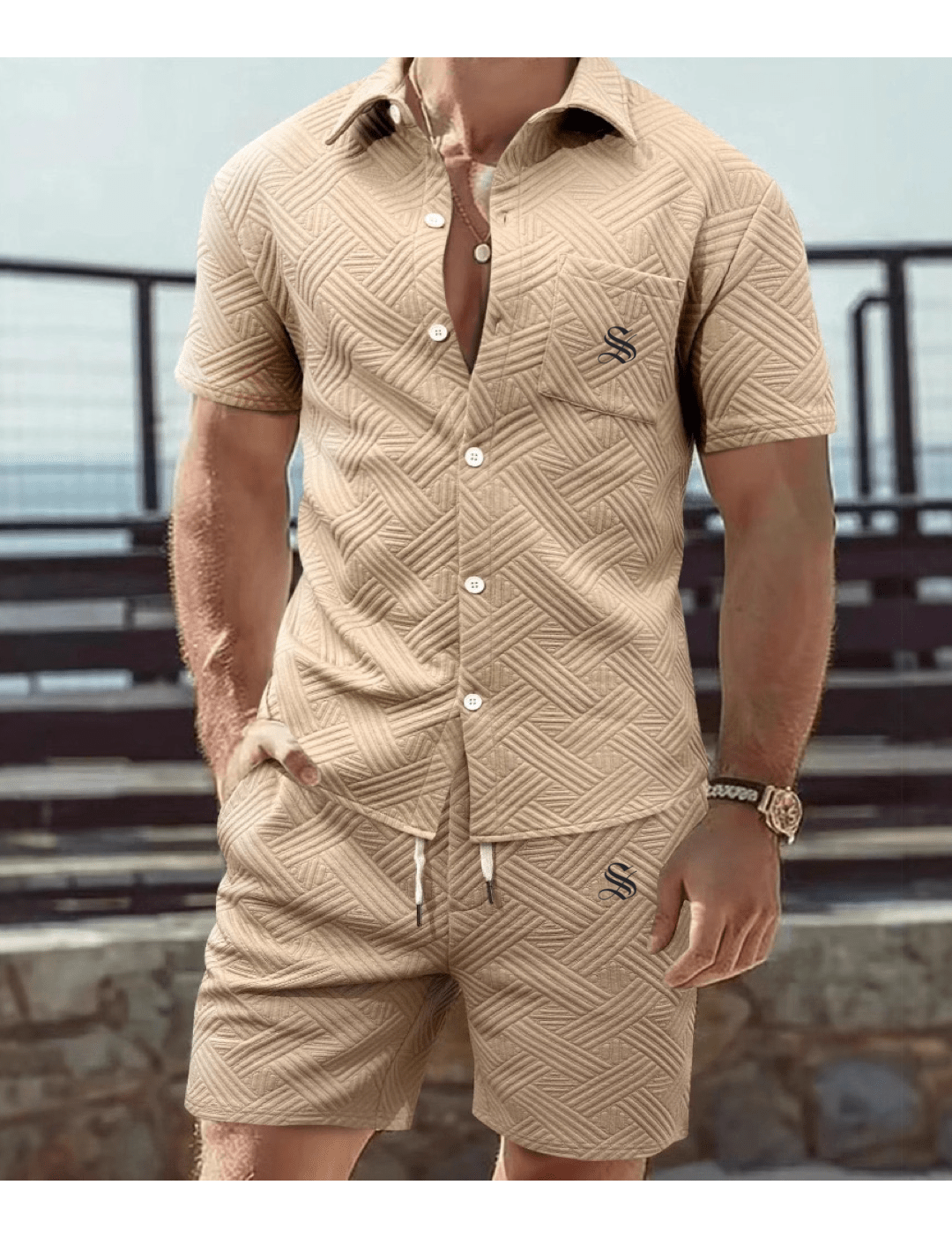 Baskutan 34 - Complete Set Shirt & Shorts for Men - Sarman Fashion - Wholesale Clothing Fashion Brand for Men from Canada