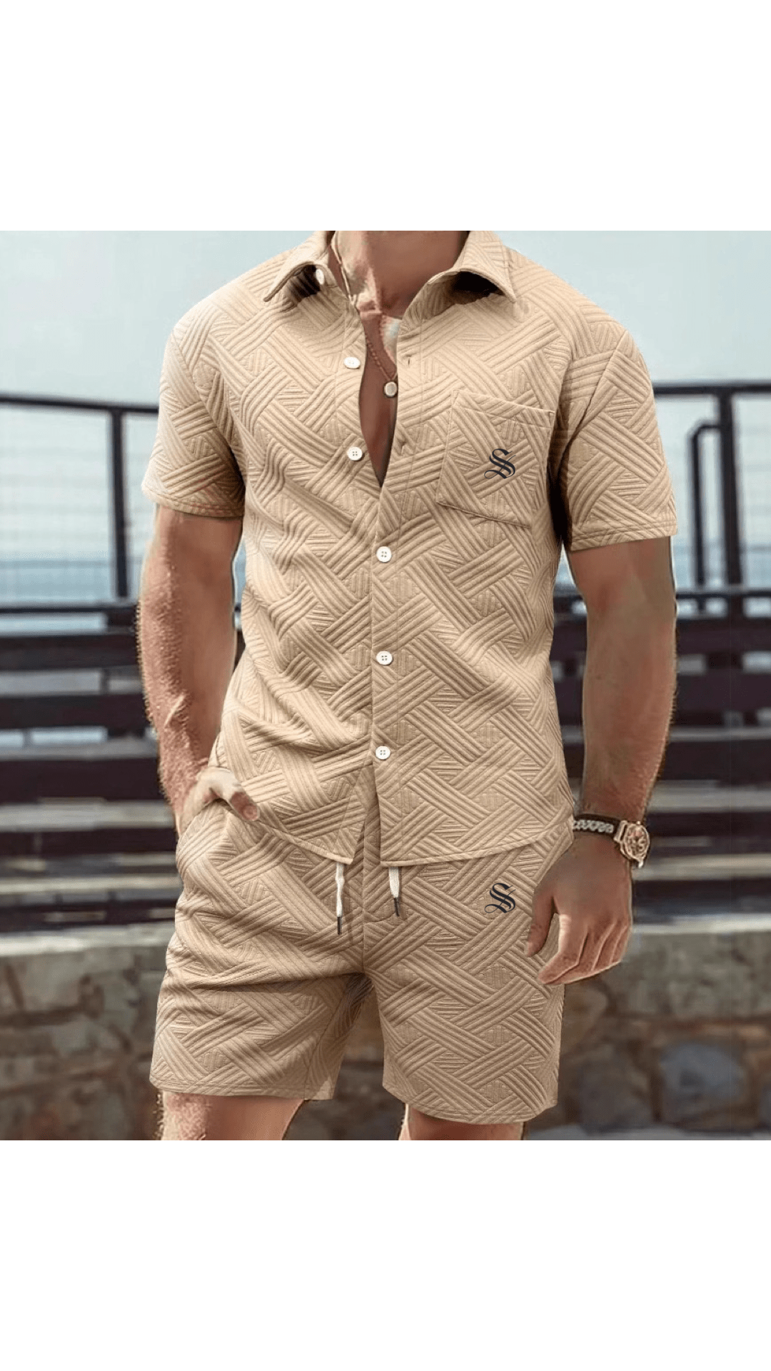 Baskutan 34 - Complete Set Shirt & Shorts for Men - Sarman Fashion - Wholesale Clothing Fashion Brand for Men from Canada