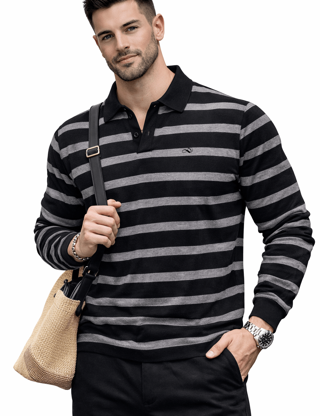 Bizano - Long Sleeves Polo Shirt for Men - Sarman Fashion - Wholesale Clothing Fashion Brand for Men from Canada