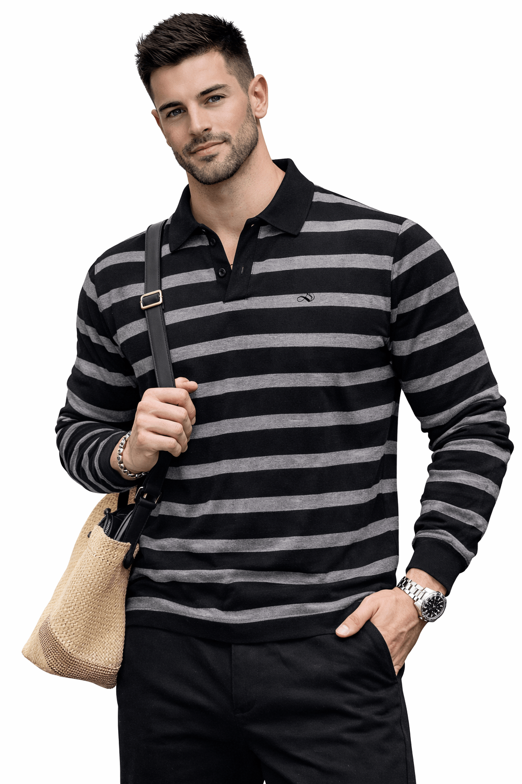Bizano - Long Sleeves Polo Shirt for Men - Sarman Fashion - Wholesale Clothing Fashion Brand for Men from Canada