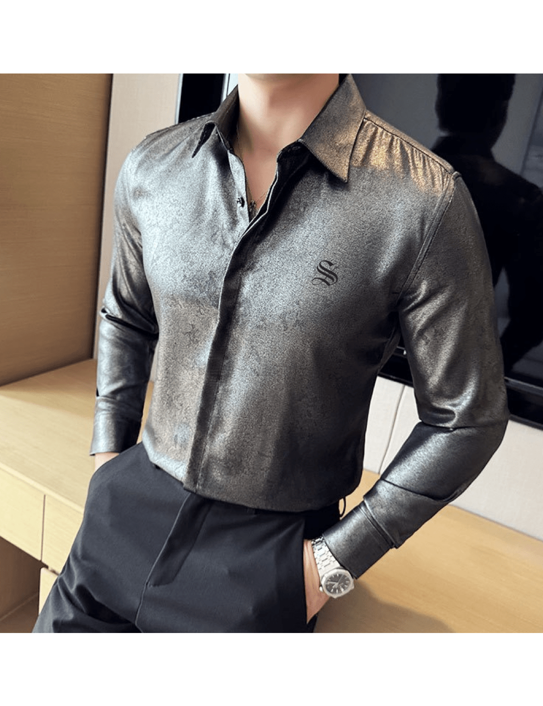 Black Dragon 9 - Black Shirt for Men - Sarman Fashion - Wholesale Clothing Fashion Brand for Men from Canada