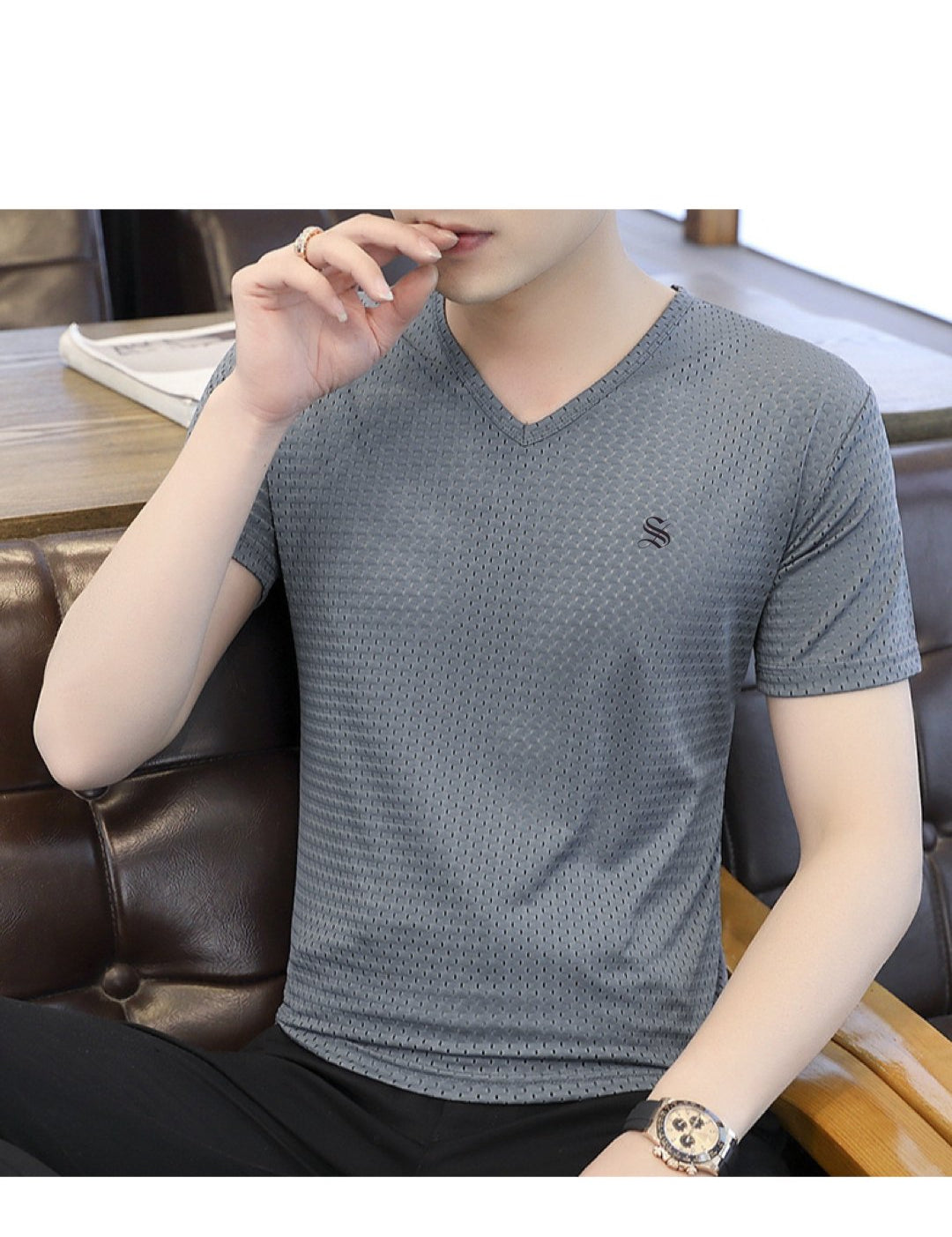 BlackList 17 - V-Neck T-Shirt for Men - Sarman Fashion - Wholesale Clothing Fashion Brand for Men from Canada