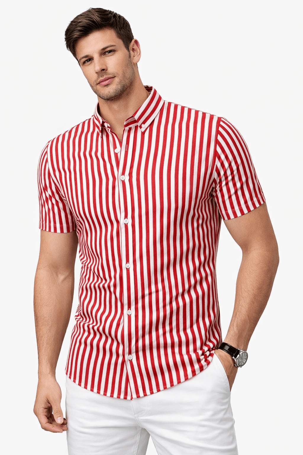 BLDU - Short Sleeves Shirt for Men - Sarman Fashion - Wholesale Clothing Fashion Brand for Men from Canada