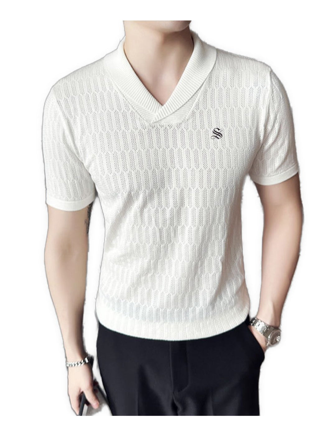 Blockula - V-Neck T-Shirt for Men - Sarman Fashion - Wholesale Clothing Fashion Brand for Men from Canada
