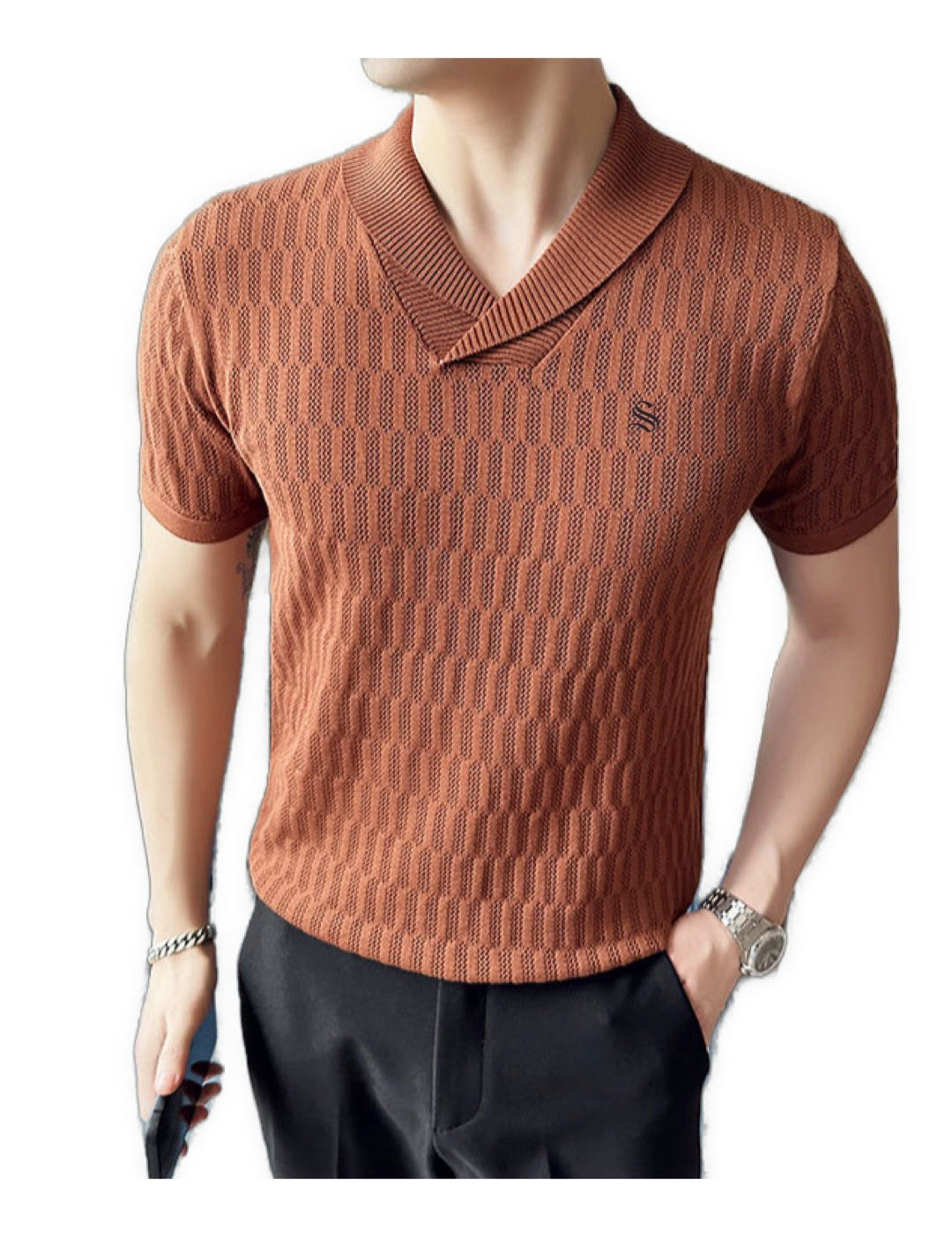 Blockula - V-Neck T-Shirt for Men - Sarman Fashion - Wholesale Clothing Fashion Brand for Men from Canada