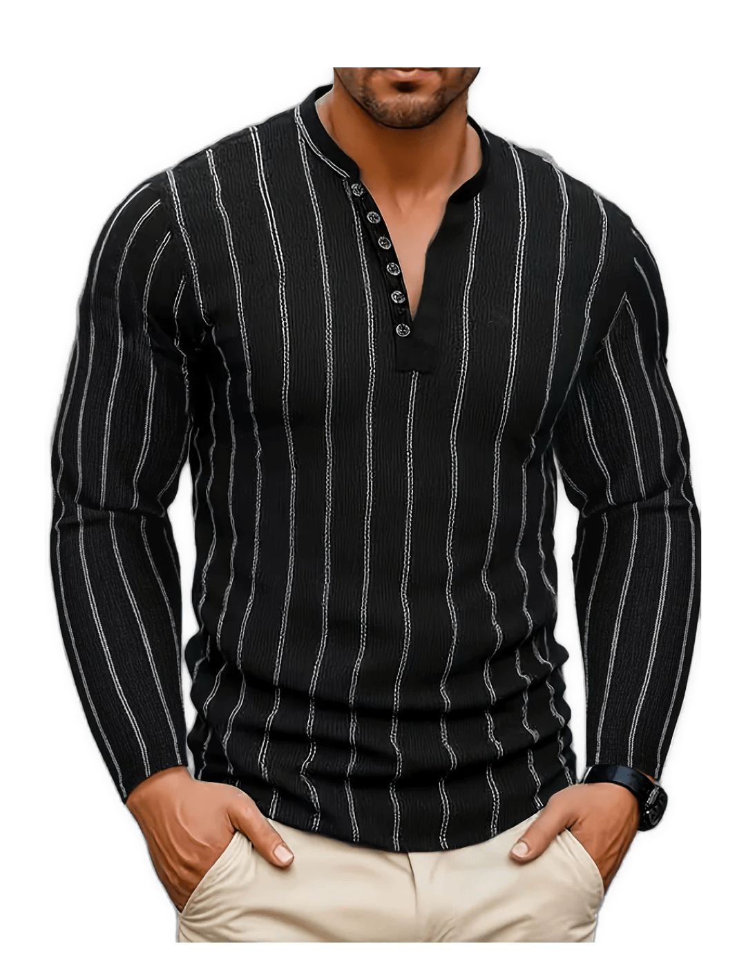 Blumio 121 - V - Neck Long Sleeve Shirt for Men - Sarman Fashion - Wholesale Clothing Fashion Brand for Men from Canada