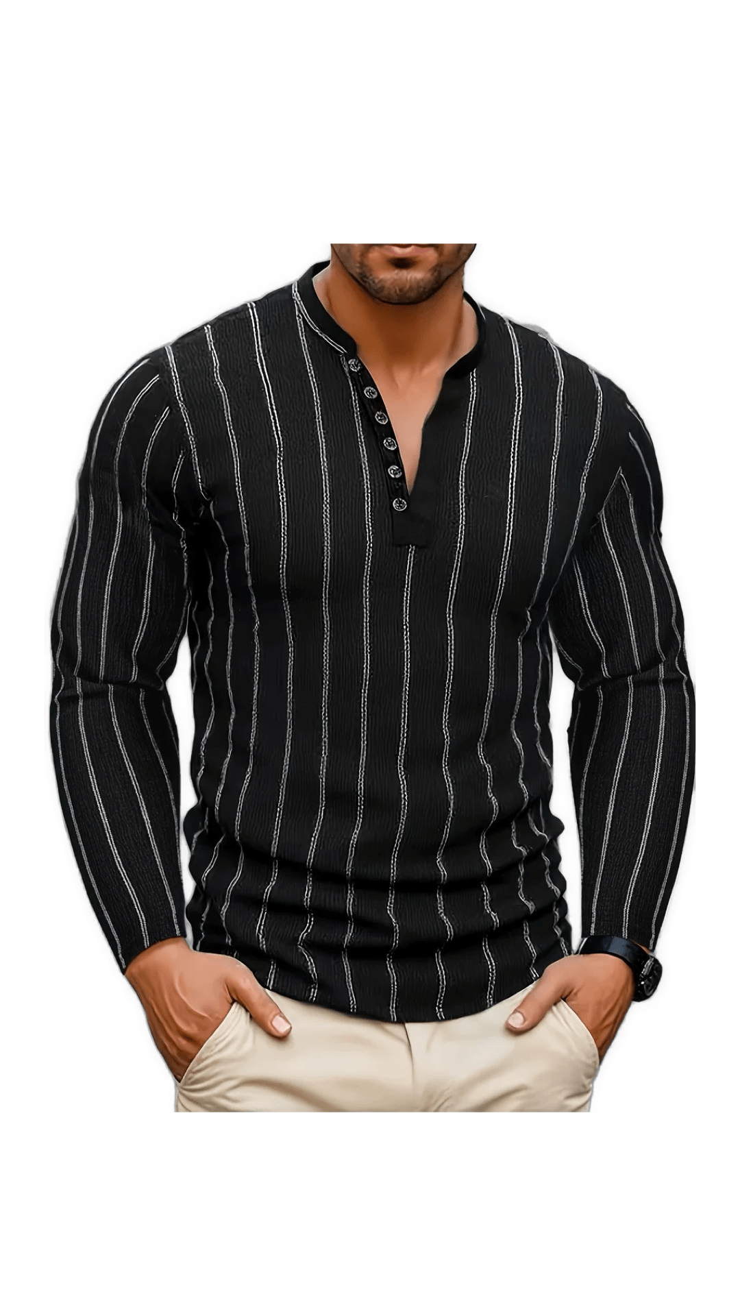 Blumio 121 - V - Neck Long Sleeve Shirt for Men - Sarman Fashion - Wholesale Clothing Fashion Brand for Men from Canada