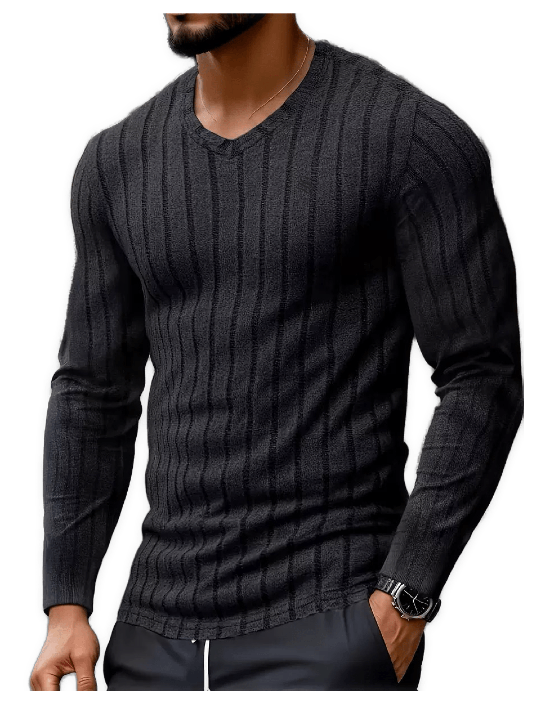 Blumio 22 - V - Neck Long Sleeve Shirt for Men - Sarman Fashion - Wholesale Clothing Fashion Brand for Men from Canada