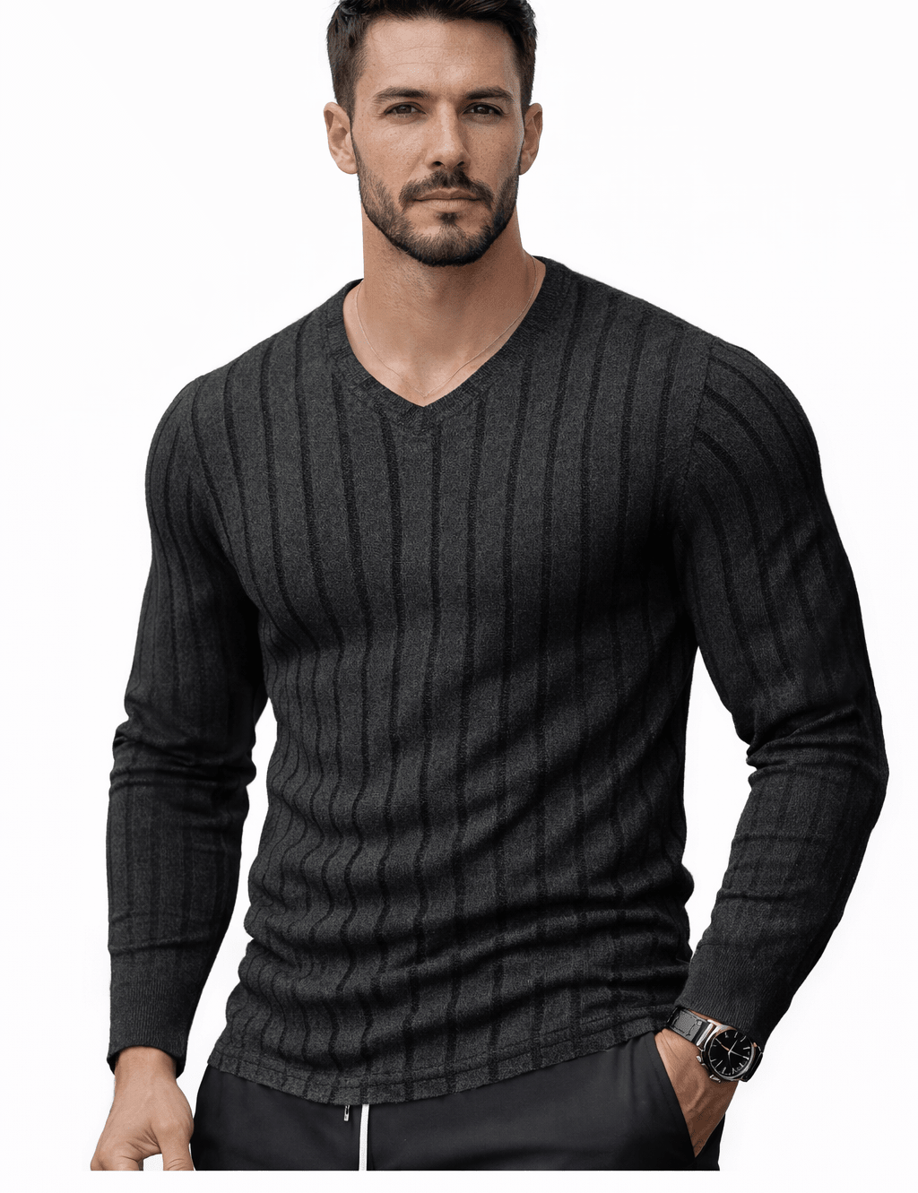 Blumio 22 - V - Neck Long Sleeve Shirt for Men - Sarman Fashion - Wholesale Clothing Fashion Brand for Men from Canada