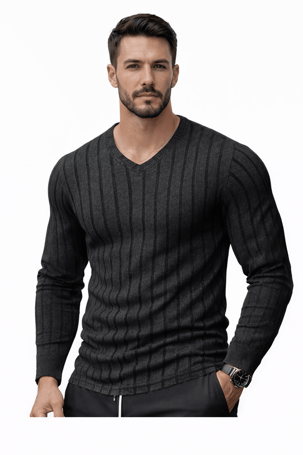 Blumio 22 - V - Neck Long Sleeve Shirt for Men - Sarman Fashion - Wholesale Clothing Fashion Brand for Men from Canada