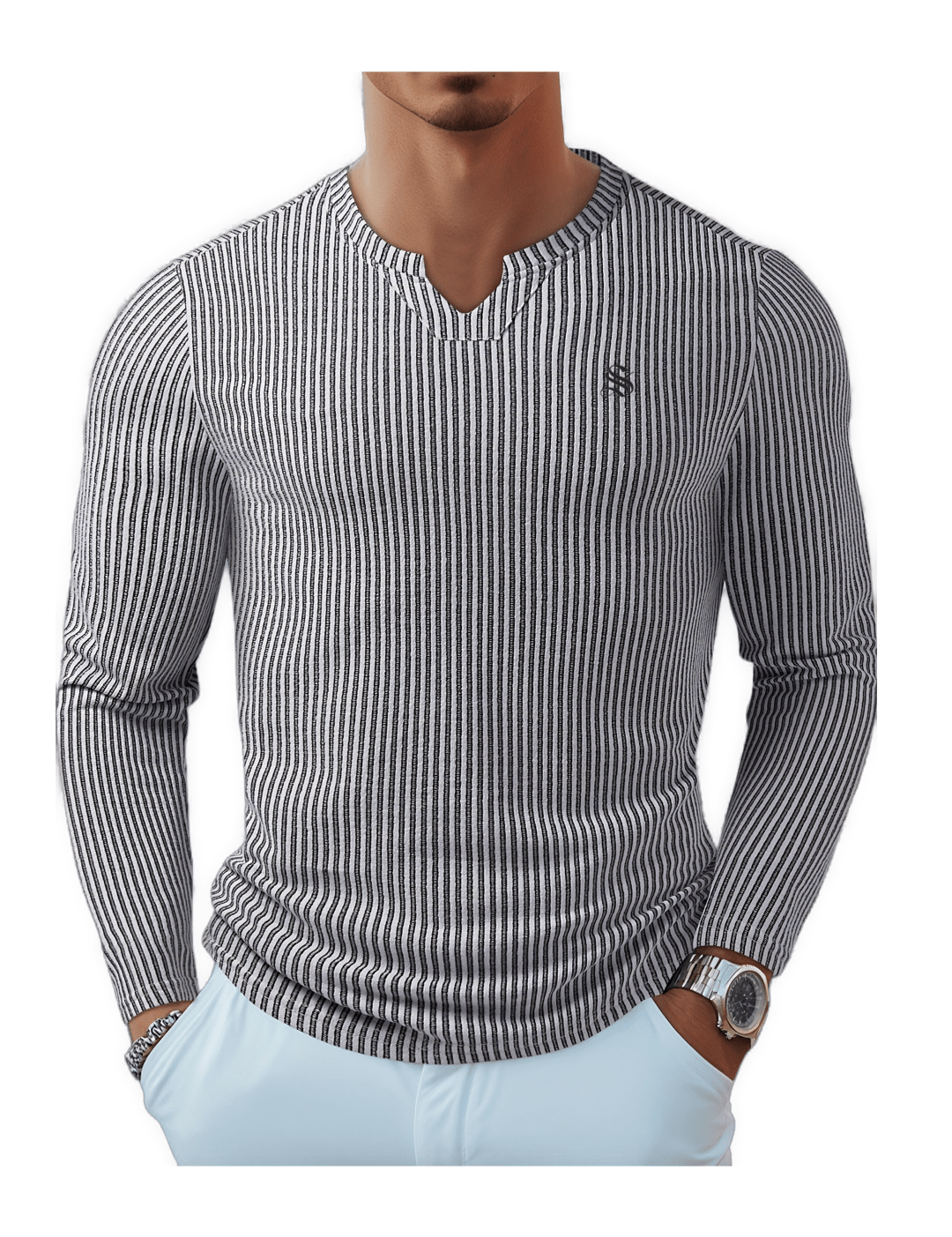 Blumio 24 - V - Neck Long Sleeve Shirt for Men - Sarman Fashion - Wholesale Clothing Fashion Brand for Men from Canada