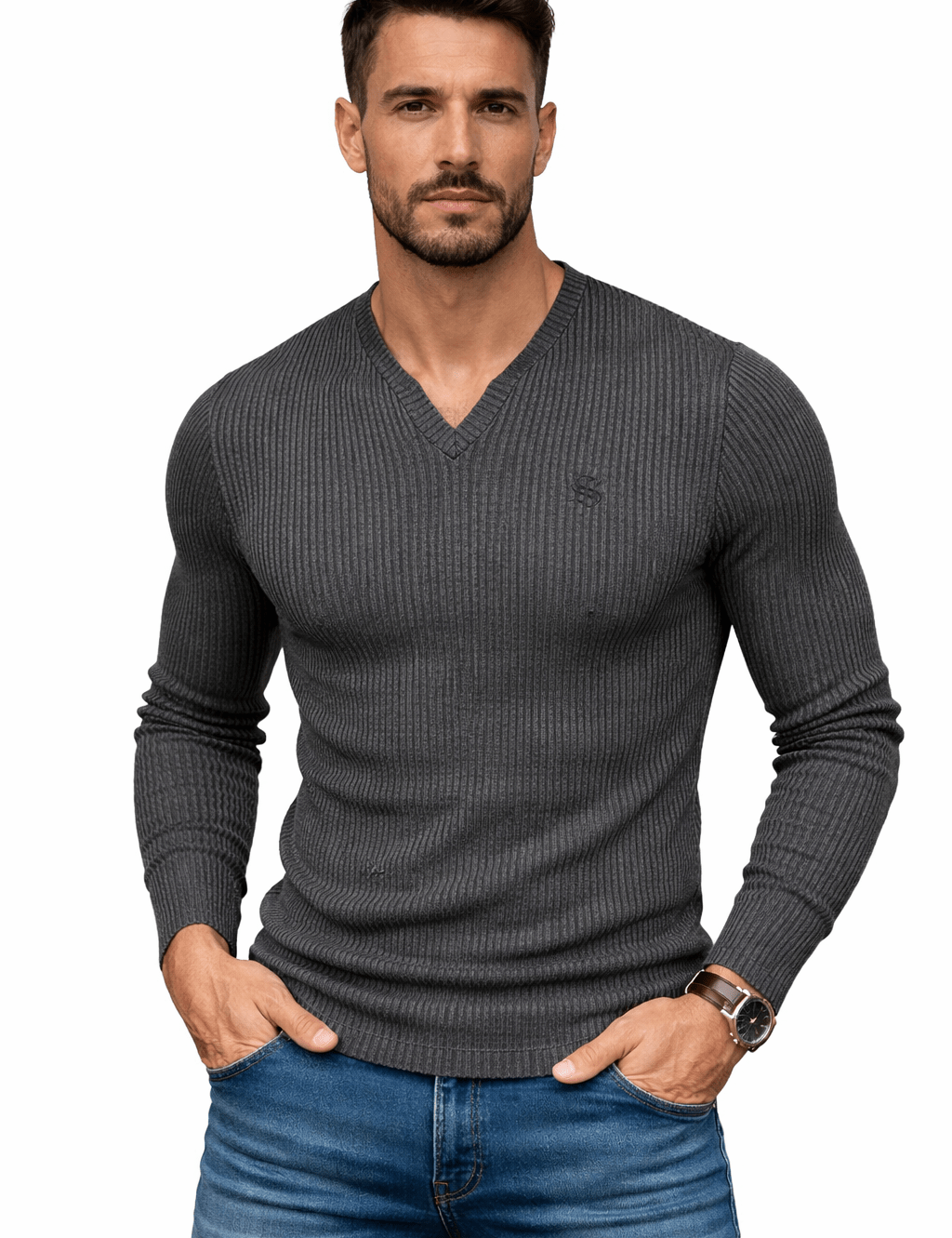 Blumio 25 - V - Neck Long Sleeve Shirt for Men - Sarman Fashion - Wholesale Clothing Fashion Brand for Men from Canada