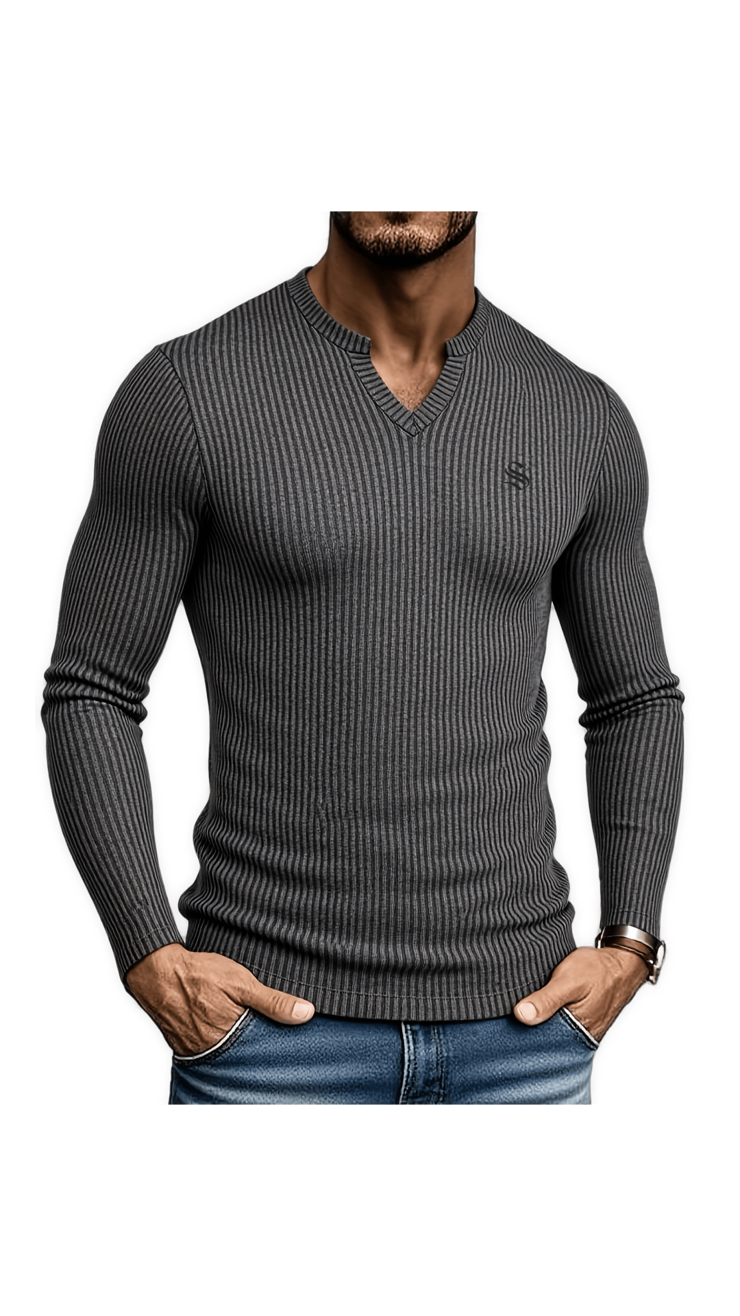 Blumio 25 - V - Neck Long Sleeve Shirt for Men - Sarman Fashion - Wholesale Clothing Fashion Brand for Men from Canada