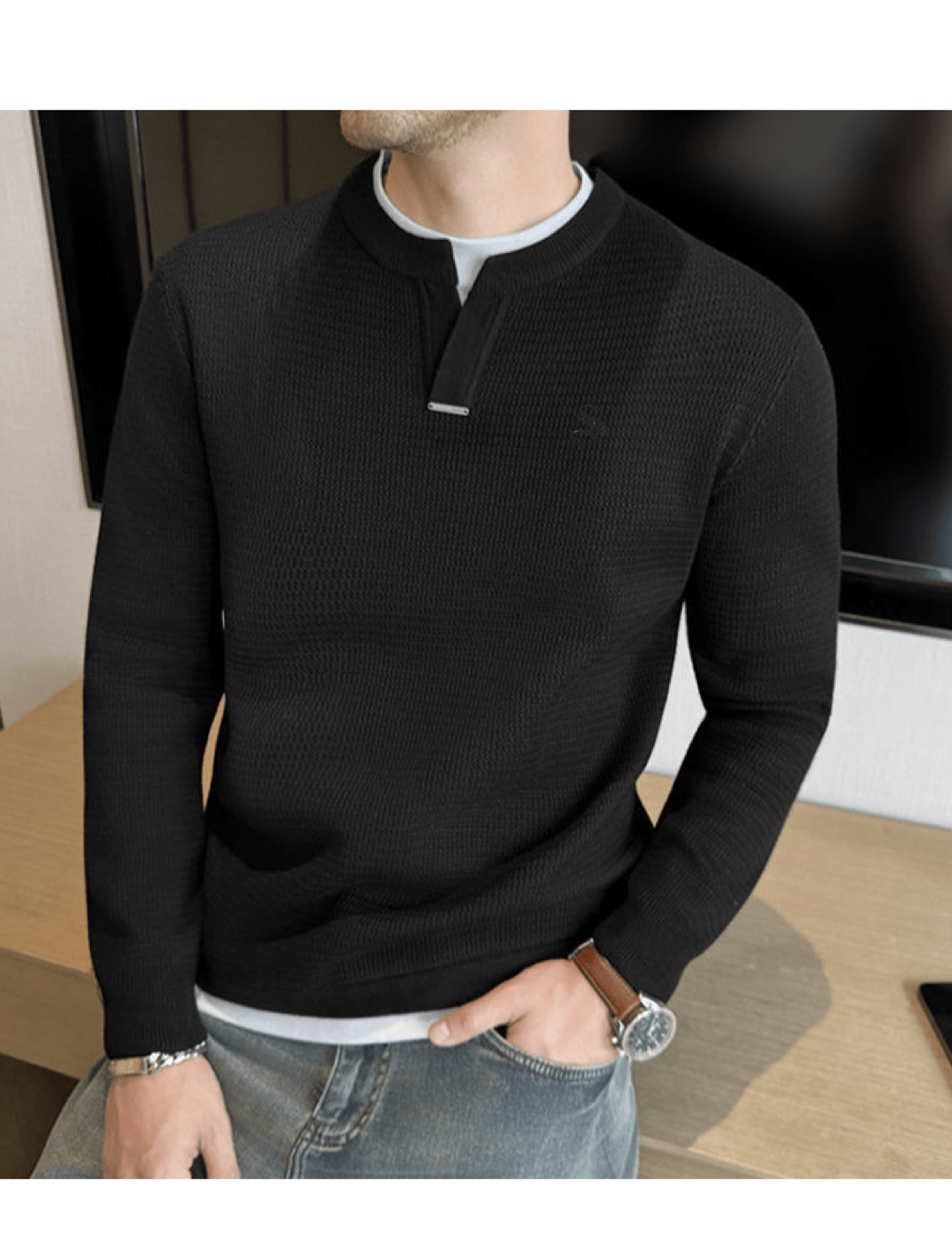 Blumio 26 - V - Neck Long Sleeve Shirt for Men - Sarman Fashion - Wholesale Clothing Fashion Brand for Men from Canada