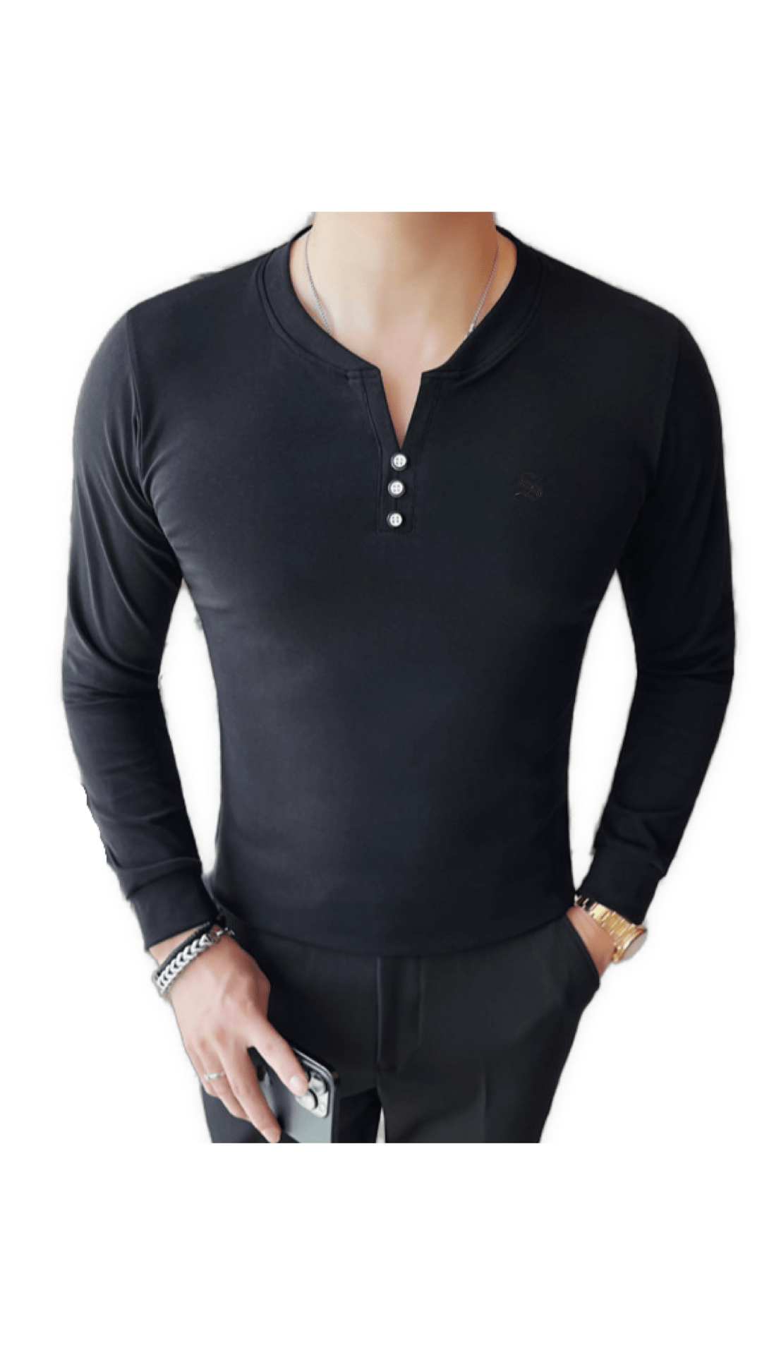Blumio 28 - V - Neck Long Sleeve Shirt for Men - Sarman Fashion - Wholesale Clothing Fashion Brand for Men from Canada