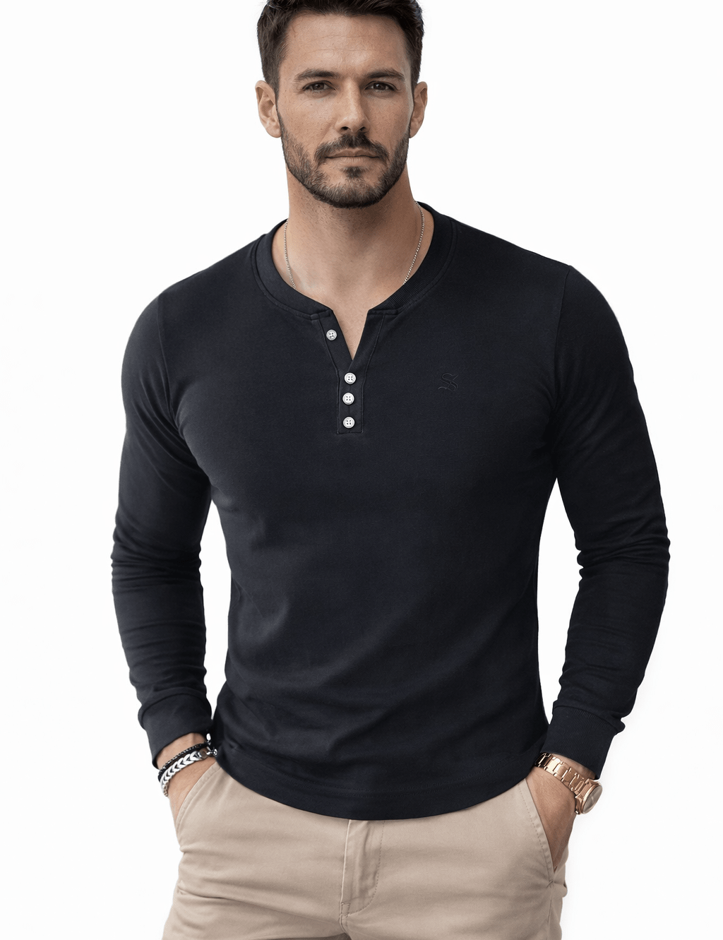 Blumio 28 - V - Neck Long Sleeve Shirt for Men - Sarman Fashion - Wholesale Clothing Fashion Brand for Men from Canada