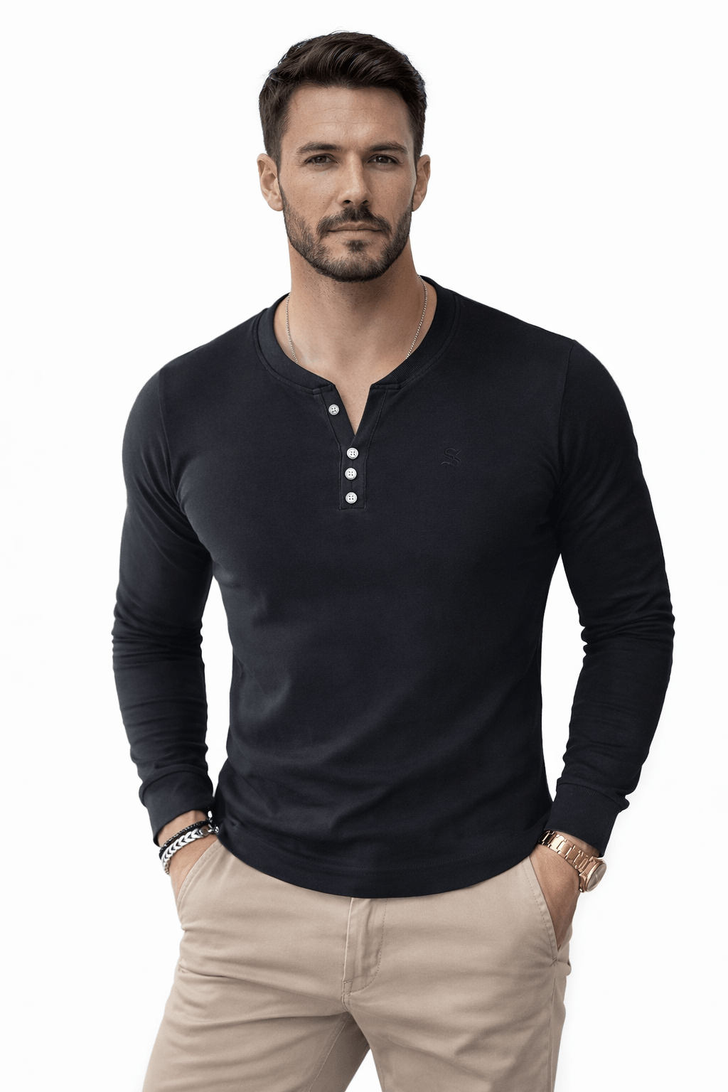 Blumio 28 - V - Neck Long Sleeve Shirt for Men - Sarman Fashion - Wholesale Clothing Fashion Brand for Men from Canada