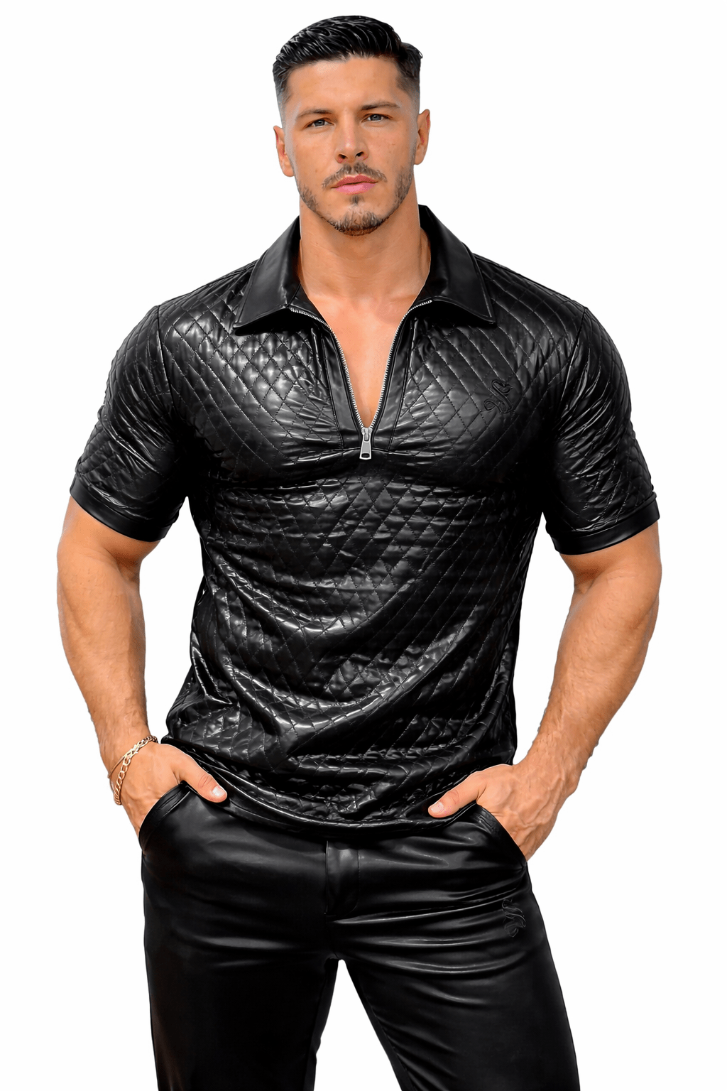 Calpurnius - Black Polo for Men - Sarman Fashion - Wholesale Clothing Fashion Brand for Men from Canada