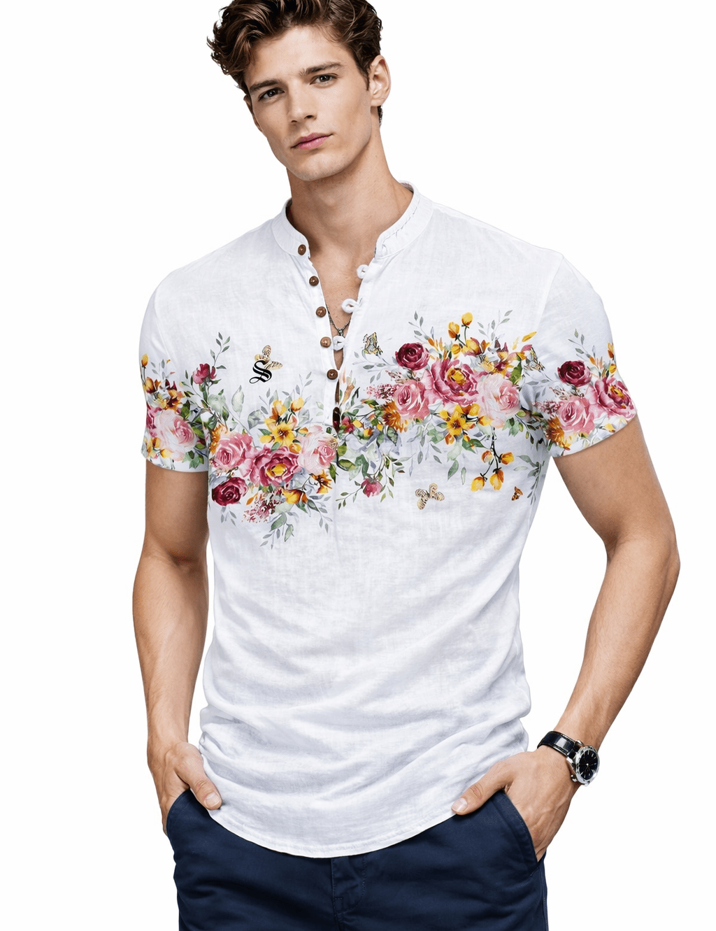 Ceba 3 - V - Neck T-Shirt for Men - Sarman Fashion - Wholesale Clothing Fashion Brand for Men from Canada