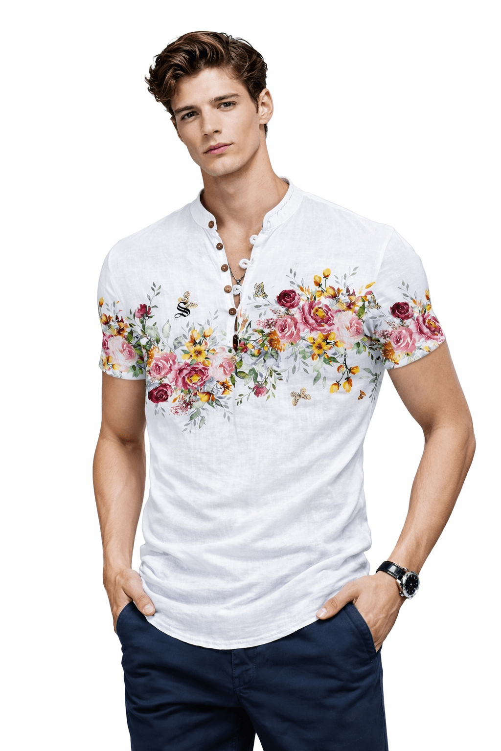 Ceba 3 - V - Neck T-Shirt for Men - Sarman Fashion - Wholesale Clothing Fashion Brand for Men from Canada