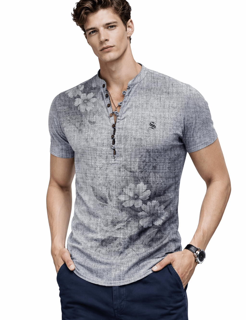 Ceba 4 - V - Neck T-Shirt for Men - Sarman Fashion - Wholesale Clothing Fashion Brand for Men from Canada
