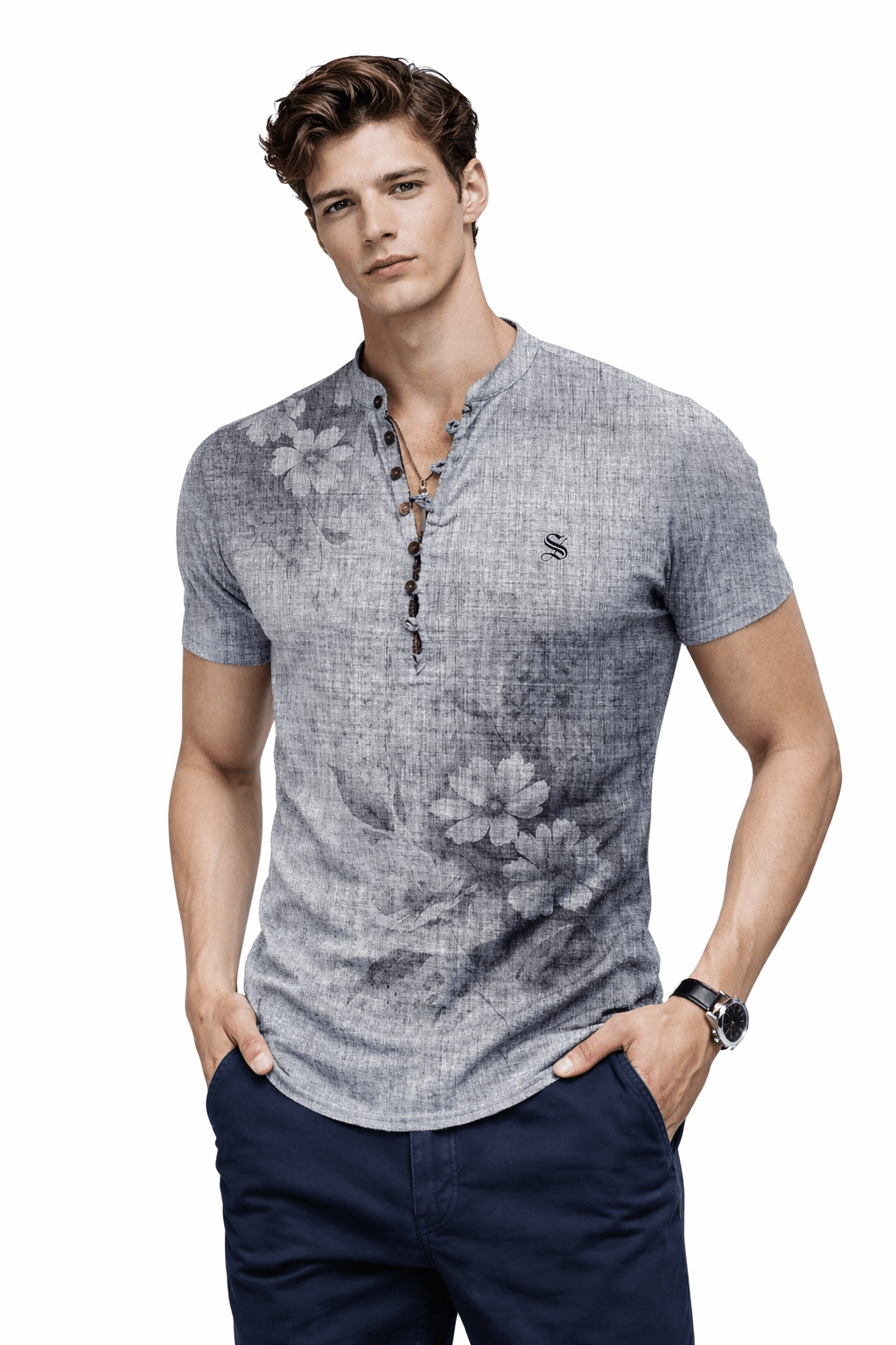 Ceba 4 - V - Neck T-Shirt for Men - Sarman Fashion - Wholesale Clothing Fashion Brand for Men from Canada