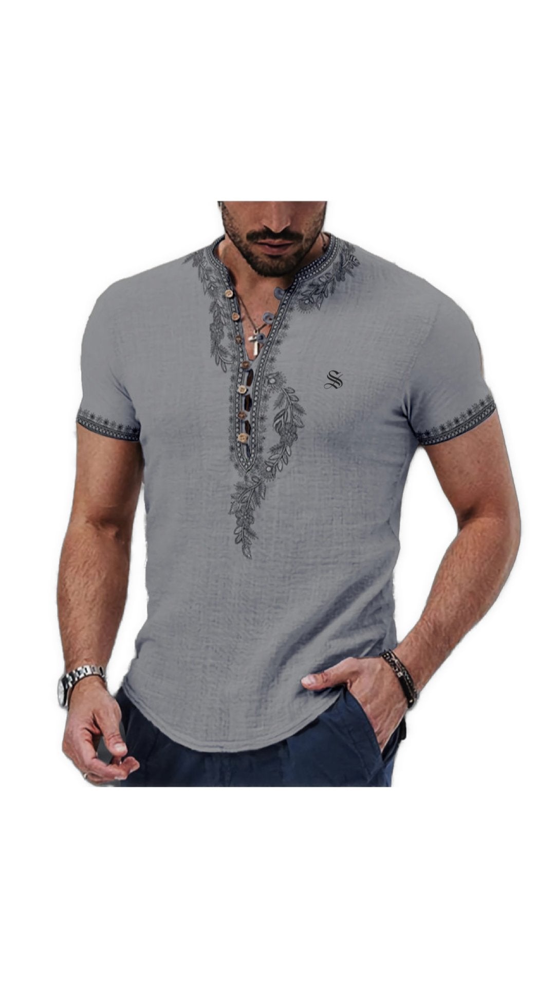 Ceba 5 - V - Neck T - Shirt for Men - Sarman Fashion - Wholesale Clothing Fashion Brand for Men from Canada