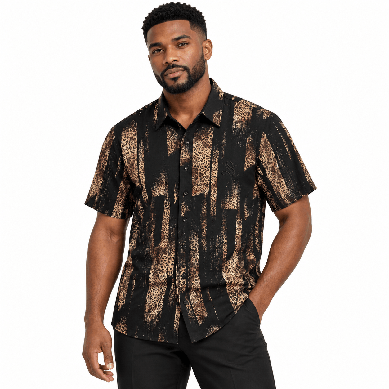 Clamondo - Black Short Sleeves T-Shirt for Men - Sarman Fashion - Wholesale Clothing Fashion Brand for Men from Canada